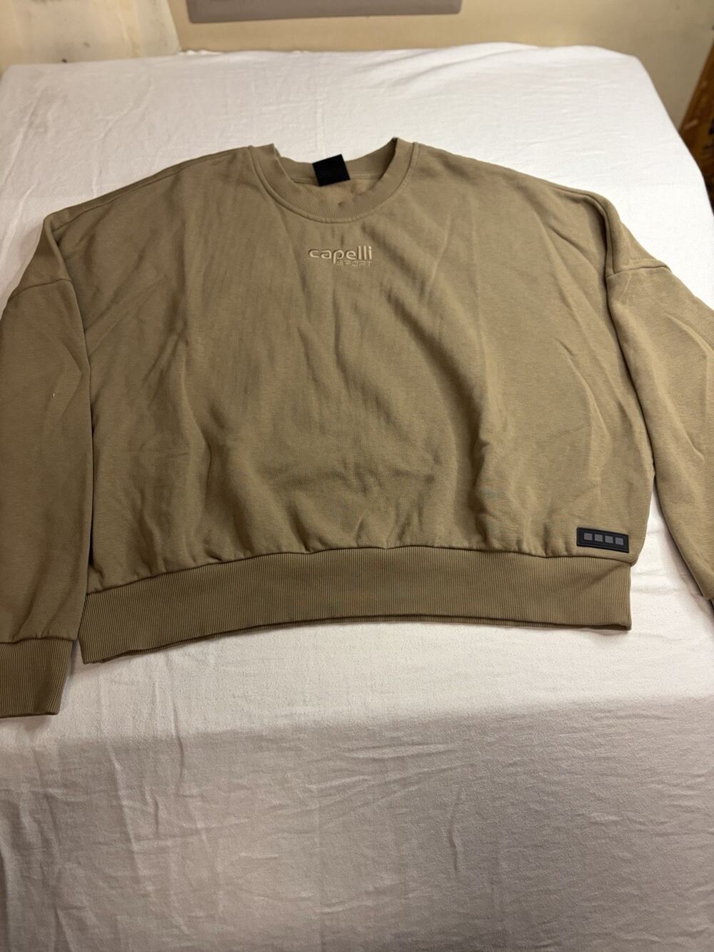 Capelli Sport Crewneck Sweatshirt Men’s XL Tan Embroidered Logo Fleece Pullover